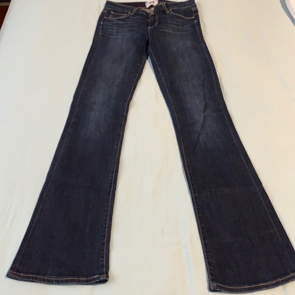 PAIGE Dark Wash Low Rise Bootcut Jeans